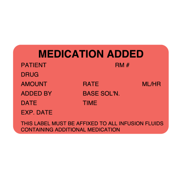 Nevs Medication Added name, Rm#, Drug, Amnt, Rate 1-7/16x2-1/2 Flr Red/Black PMA-11